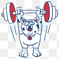 Cat weightlifter lifting a barbell transparent png
