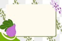 Purple pear fruit frame on a beige background design element 