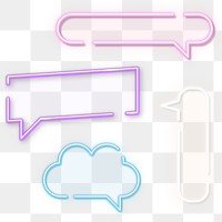 Colorful speech balloon design element set transparent png