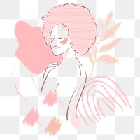 Pink feminine line art design element 