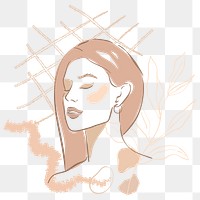 Beige feminine line art design element