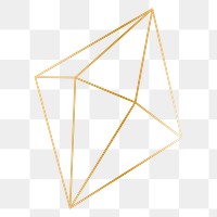 Minimal gold prism shape transparent png
