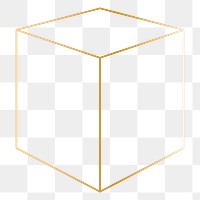 Minimal gold cube shape transparent png