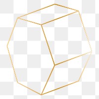 Minimal gold octagonal prism shape transparent png