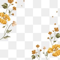 Yellow illustrated flowers design element
