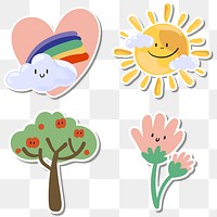 Cute natural doodle design element set