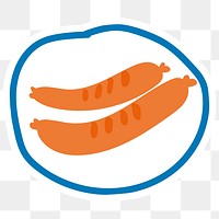 Cute sausages doodle sticker with a white border design element