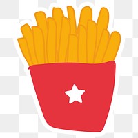 Cute fries doodle sticker with a white border design element
