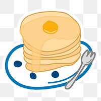 Cute stack of pancakes doodle sticker with a white border design element