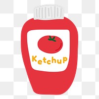 Cute ketchup sauce bottle doodle sticker design element