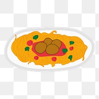 Spaghetti meatball  doodle sticker design element