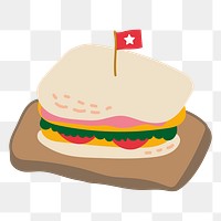 Cute club sandwich doodle sticker design element