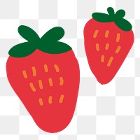 Cute strawberries doodle sticker design element