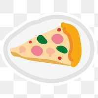 Slice of pizza doodle sticker with a white border design element
