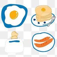 Cute food doodle sticker design element set