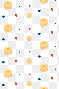 Png pancake strawberry blueberry pattern transparent background