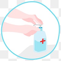 Disinfecting hands with sanitizer gel transparent png