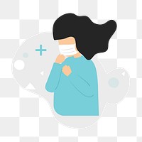 Covid 19 infected woman wearing face mask and coughing transparent png