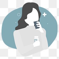 Woman with Coronavirus signs and symptoms character element transparent png