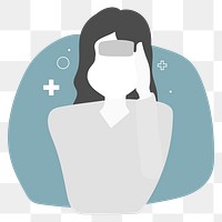 Woman wearing mask with Coronavirus signs and symptoms character element transparent png