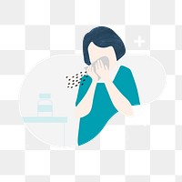 Coughing woman character element transparent png