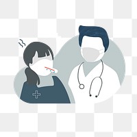 Doctor and a patient with a high fever characters element transparent png