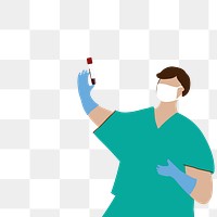 Lab technician with a blood test tube from coronavirus patient character element transparent png