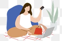 Woman shopping online during the coronavirus pandemic illustration