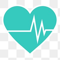 Green heart with cardiograph element transparent png