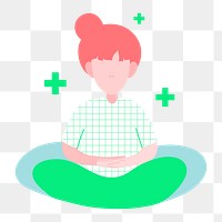 Meditating woman during self quarantine character element vector