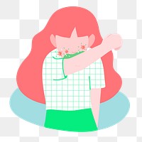 Sneezing woman with covid-19 transparent png