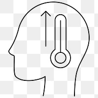 Line drawing character with high fever from COVID-19 symptoms element transparent png