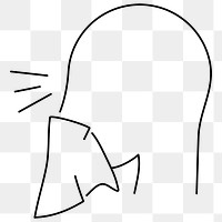Line drawing character sneezing from COVID-19 symptoms element transparent png