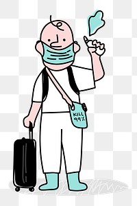 Traveler with a face mask character transparent png