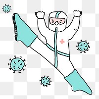 Doctor in a coronavirus protective suit character transparent png