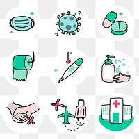 Protect yourself from coronavirus pandemic icon set transparent png