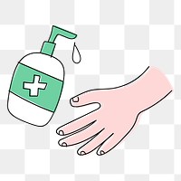 Cleaning hands with an alcohol-based solution character transparent png
