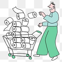Buying lots of tissue paper rolls character transparent png