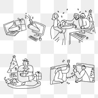 Christmas quarantine png new normal lifestyle character collection