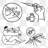 Coronavirus myth buster doodle set