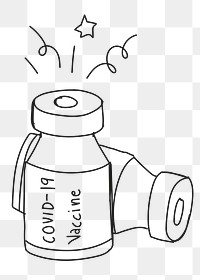COVID-19 vaccine bottle png doodle illustration
