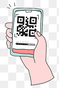 QR code png cashless payment COVID-19 doodle illustration