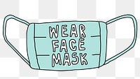 Wear face mask png in the new normal doodle illustration