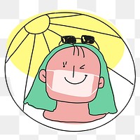 Girl in summer and mask png new normal lifestyle doodle sticker