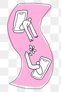 Social distancing couple png new normal lifestyle doodle sticker