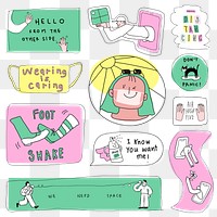 COVID-19 new normal lifestyle png cute doodle sticker collection