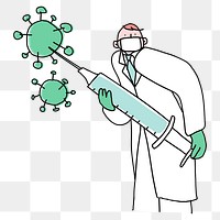 Doctor with vaccine png doodle illustration