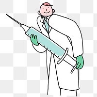 Happy doctor png with influenza vaccine in a syringe illustration<br /> 