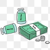 Vaccine and big pharma png doodle illustration