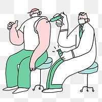 Doctor injecting vaccine png doodle illustration character